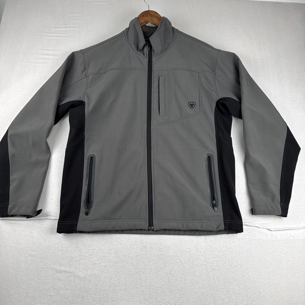 Ariat Mens Softshell Gray Jacket Large Outdoor Camping Workwear Hiking READ - Picture 1 of 10